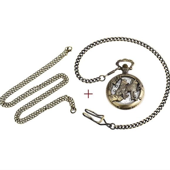 Wolf wolves pocket watch - Picture 5 of 7